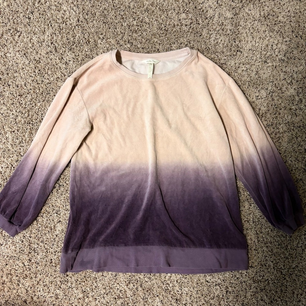 Matilda Jane Ombre‎ Velour Sweatshirt Pullover Light Pink Purple Womens XS